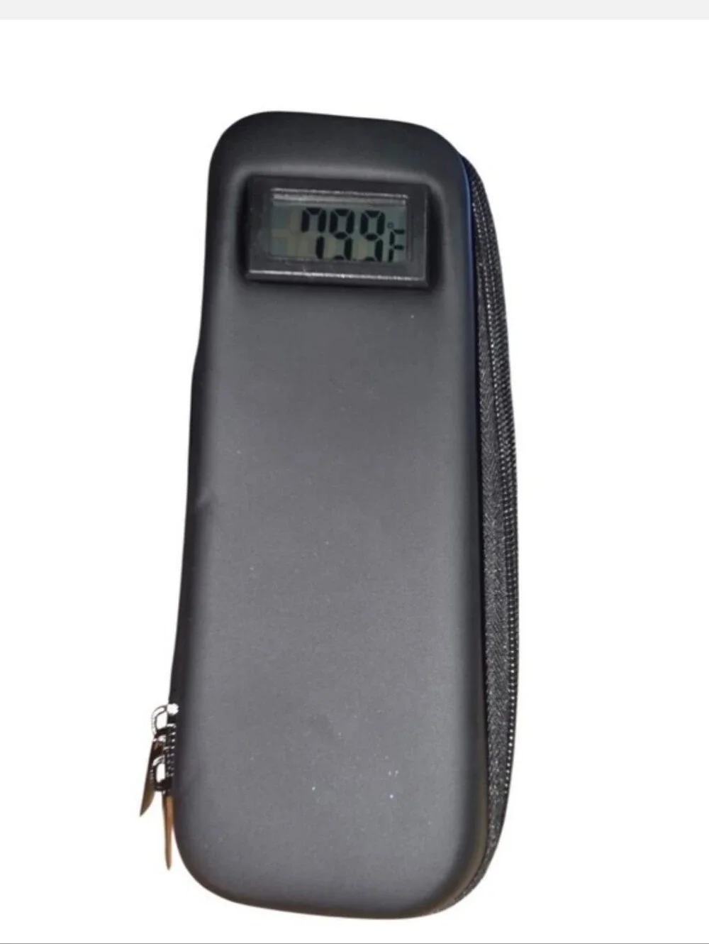 Black Travel Electronics Case with Built-In Thermometer
